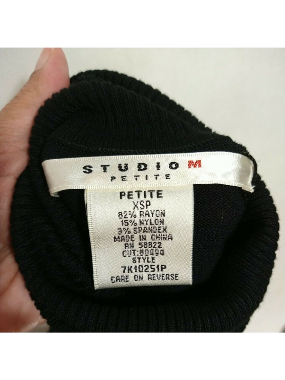 Studio M Turtleneck Shift Dress Women Petite Size XSP Black Short Sleeve NEW - Picture 6 of 9